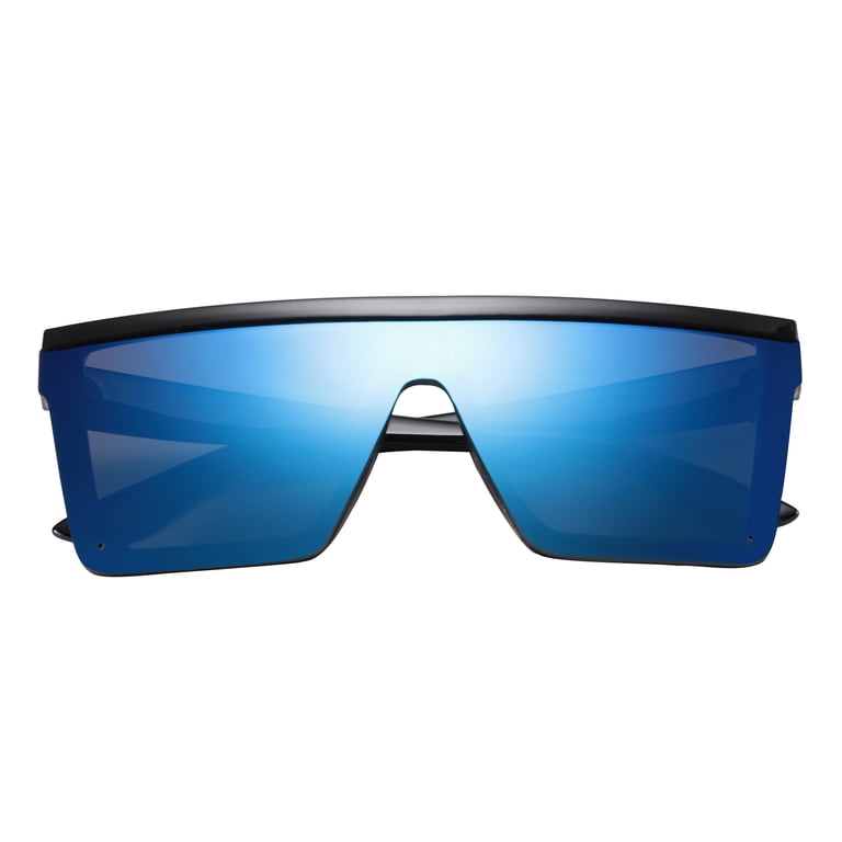 FEISEDY Women Men Flat Top Shield Sunglasses Oversized  display picture 1