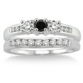 thumbnail image 2 of 2 Carat Black Diamond Elegant Three Stone Trilogy Bridal set on 10k White Gold, 2 of 2