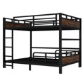 thumbnail image 4 of Bellemave Queen Over Queen Bunk Bed, Separable Bunk Beds Frame with Headboard and Rails, Bunk Beds Can Turns Into Loft Bed and Platform Bed for 2 People (Vintage Wood+Black）, 4 of 8