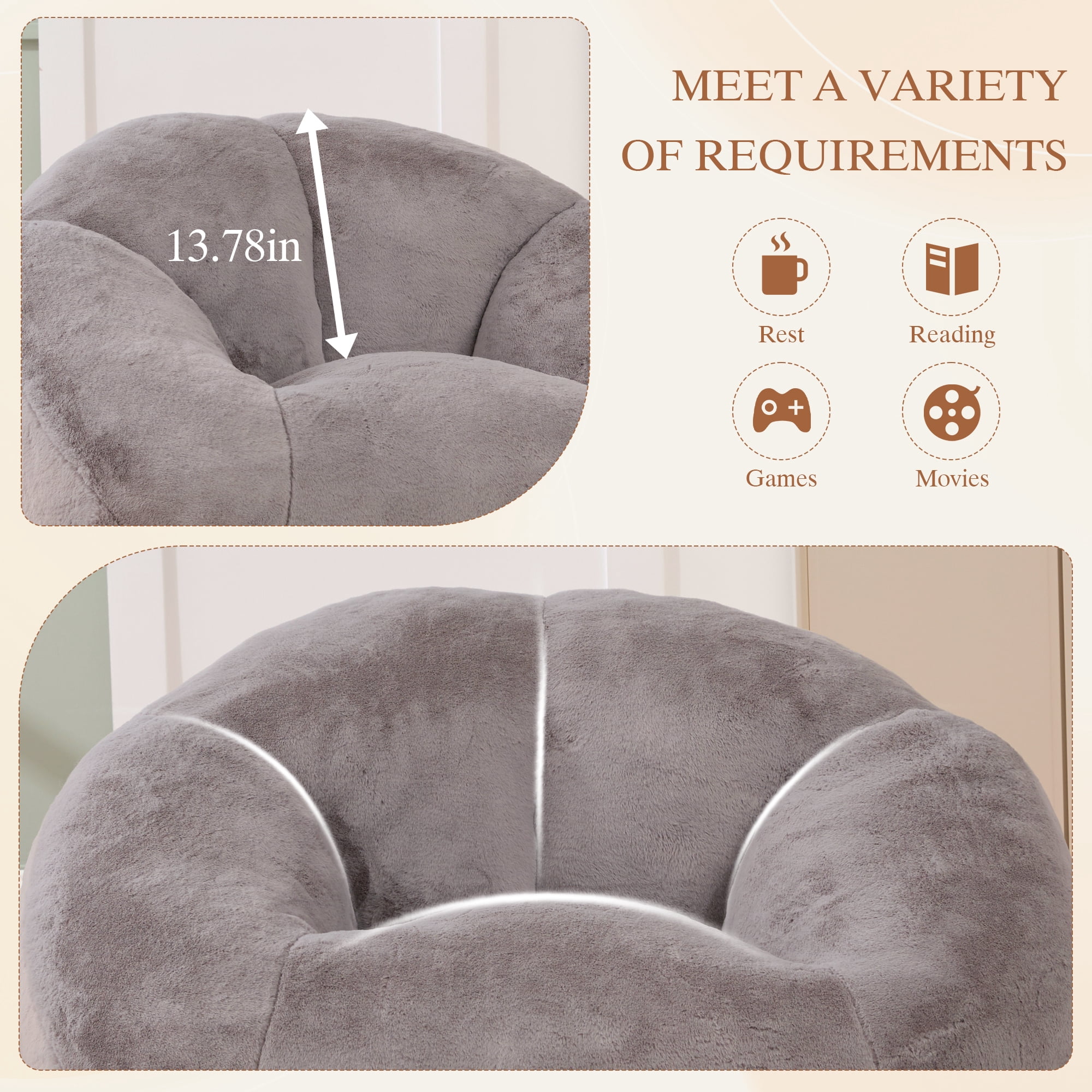 MOONMISS Oversized Bean Bag Chair for Adults,Memory Foam Lazy Sofa Chair with Soft Corduroy Cover,Comfy Floor Lounger for Living Room Bedroom Dorm
