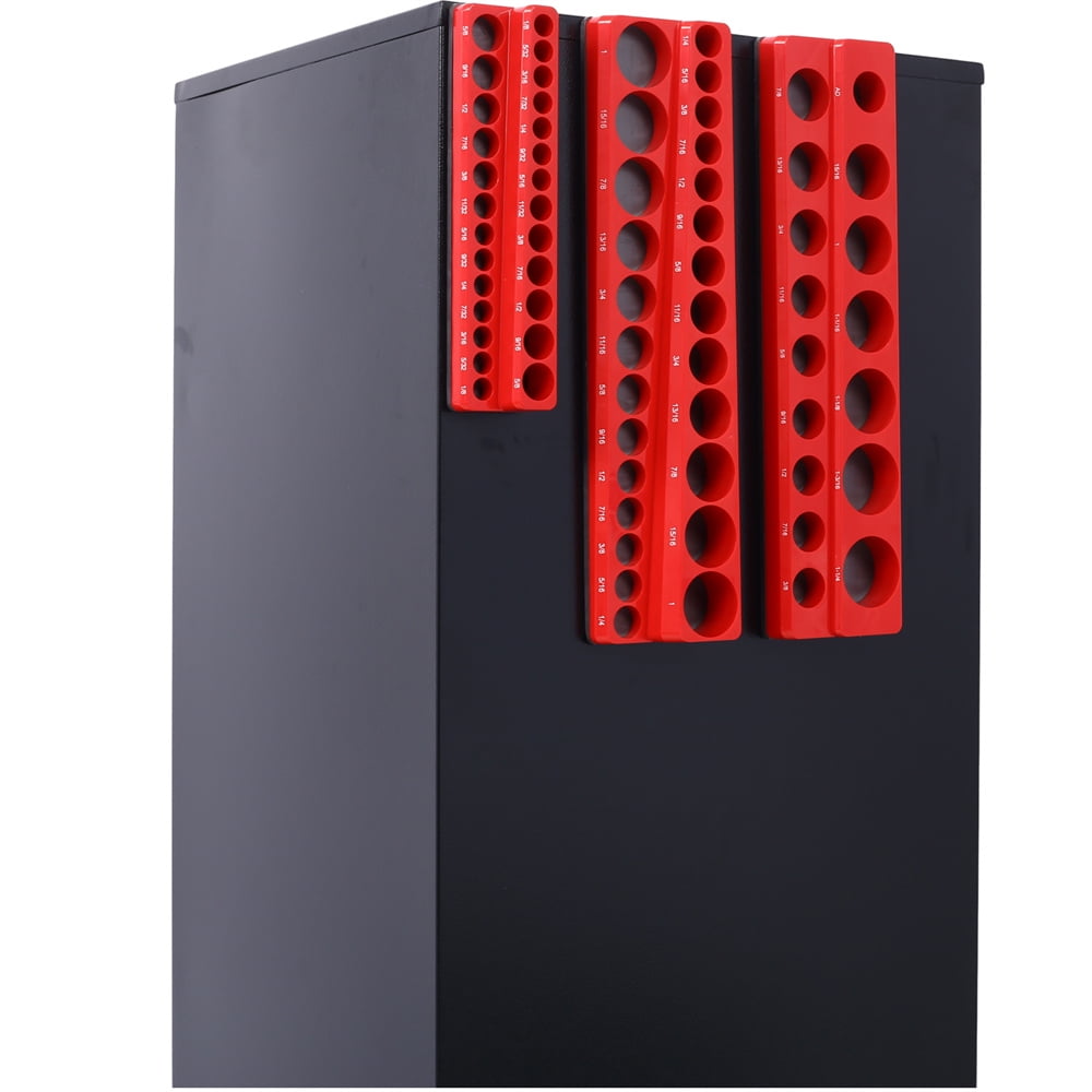 3 Piece Magnetic Socket Organizer Set, 1/2", 1/4" and 3/8" Socket Holder Kit, Attaches to Steel Box / Tool
