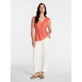 thumbnail image 3 of Time and Tru Women's Ruched Tie Shoulder Top, Sizes XS-XXXL, 3 of 6