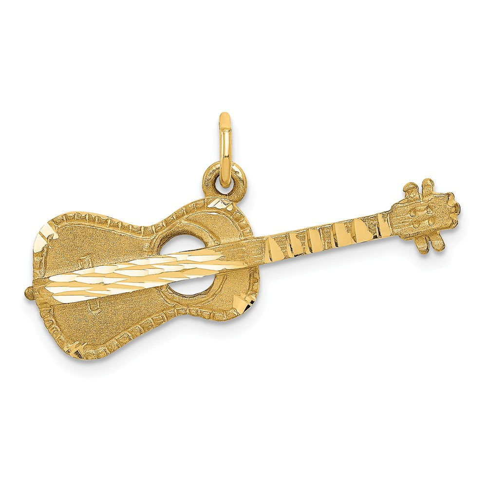 14k Yellow Gold Electric Guitar Pendant Charm Necklace Musical Instrument Fine Jewellery For Women Valentines Day Gifts For Her