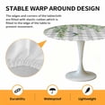 thumbnail image 2 of Elastic Fitted Round Tablecloth, Spring Plants Waterproof Stretch Table Cover for 36"-44" Tables, Watercolor Leaves Birds Flowers Gray Plaid Washable Outdoor Tablecloths for Patio, Picnic, Camping, 2 of 9