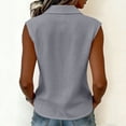 thumbnail image 4 of LNWUY Women's Wrinkle Free Sleeveless Button Down Shirts Blouses Solid Color Business Casual Loose Tank Tops for Work Gray XXXL, 4 of 7
