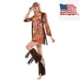 thumbnail image 2 of Eraspooky 60s 70s Hippie Women's Groovy Fancy-Dress Costume for Adult, L, 2 of 7