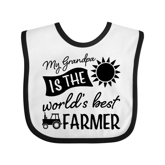 Inktastic My Grandpa is the World's Best Farmer Tractor Design Boys or Girls Baby Bib