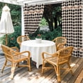 thumbnail image 4 of Outdoor Curtains for Patio Waterproof, Western Texas Star Retro Outdoor Privacy Panels Grommet, Country Vintage Black Beige Plaid Blackout Outside Curtains for Porch/Cabana 54"x95", 1 Panel, 4 of 8