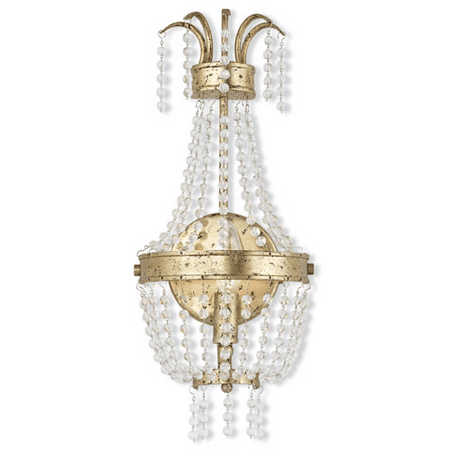 

Wall Sconces 1 Light With Clear Crystals Hand Applied Winter Gold size 8 in 60 Watts - World of Crystal