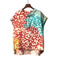 thumbnail image 4 of Red Womens Blouses Cute Tops for Women Collar Non Sleeve Linen Shirts Plus Size Floral Blouses Casual Summer Clothes Summer Tops for Women, 4 of 4