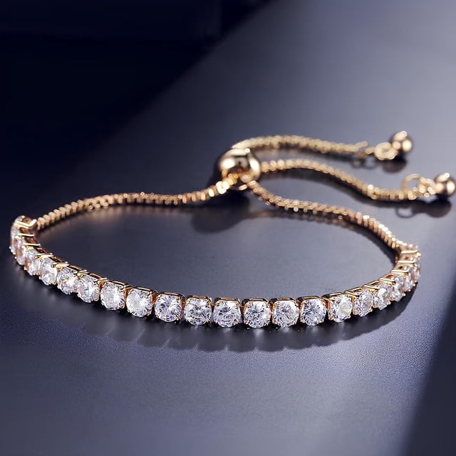 Pulsera de tenis con cristales de circonita cúbica brillante 5A para mujer