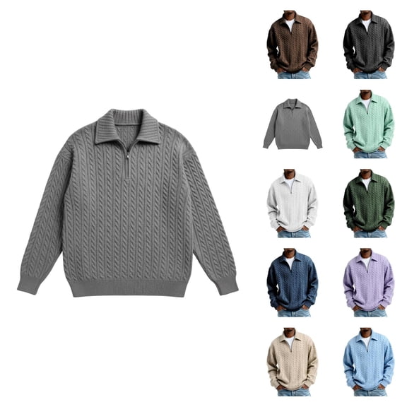 Quarter Zip Pullover Men 2026 Fall Winter Long Sleeve Casual Lapel Collar Plain Corduroy Pullover Sweatshirt