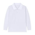 thumbnail image 4 of HUCOAE Girls Long Sleeve Uniform Shirts Dress Shirts For Boys Boys' School Uniform Long Sleeve Polo Shirt, Button Closure, Comfortable Fabric B23 shirt White 6-7 Years, 4 of 5