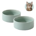 thumbnail image 4 of LarqeeWare Ceramic Set of 2 Cat Bowls, Food and Water Bowls for Cats, Kitty, 2pcs Cat Dishes, Pet Feeder(5.1inch, 2 x Light Green Bowls), 4 of 6