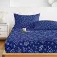 thumbnail image 6 of Queen Size Fitted Sheet Set - Southwestern 3 Piece Bedding Sets 16" Deep Pocket Fitted Sheet with 2 Pillowcases, Blue Paisley Print Vintage Rustic Brushed Microfiber Hotel Luxury Bed Sheets, 6 of 9