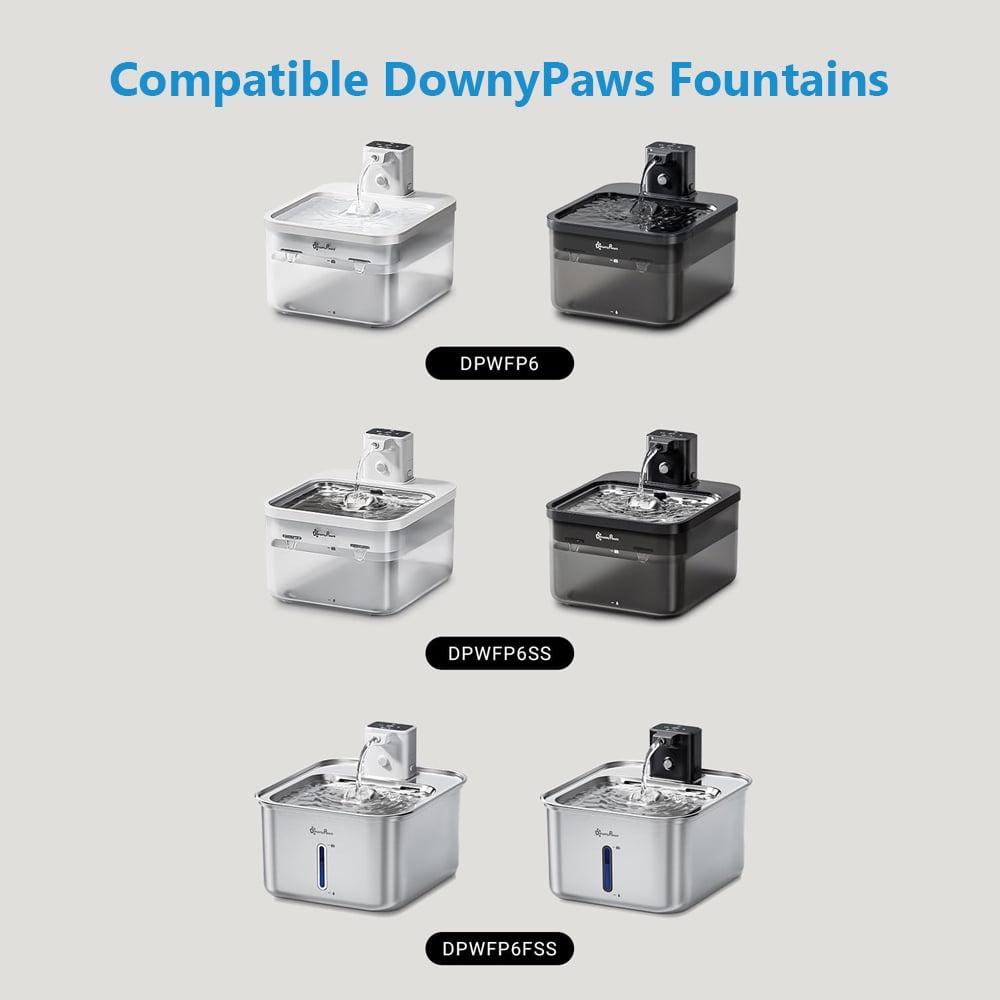 18 Packs Replacement Filters Compatible with DownyPaws Cat Water Fountain DPWFP6 DPWFP6SS DPWFP6FSS, Includes Pre-Filter Sponge, 5-Level Filtration for Healthy Water