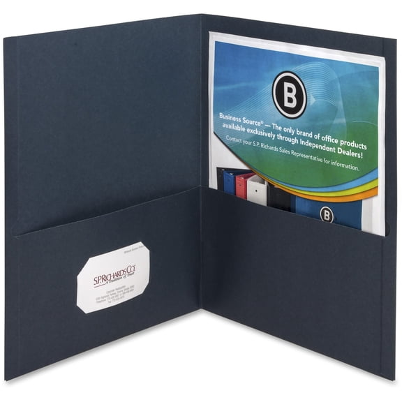 Business Source, BSN78492, Two-Pocket Folders, 25 / Box, Dark Blue