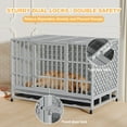 thumbnail image 6 of YOKWOK 48" Heavy Duty Indestructible Dog Crate Cage, Chew Proof & Escape-Proof XL Kennel for High Anxiety Large Dogs, with Locking Wheels and Removable Tray for Indoor & Outdoor Use, Silver, 6 of 10