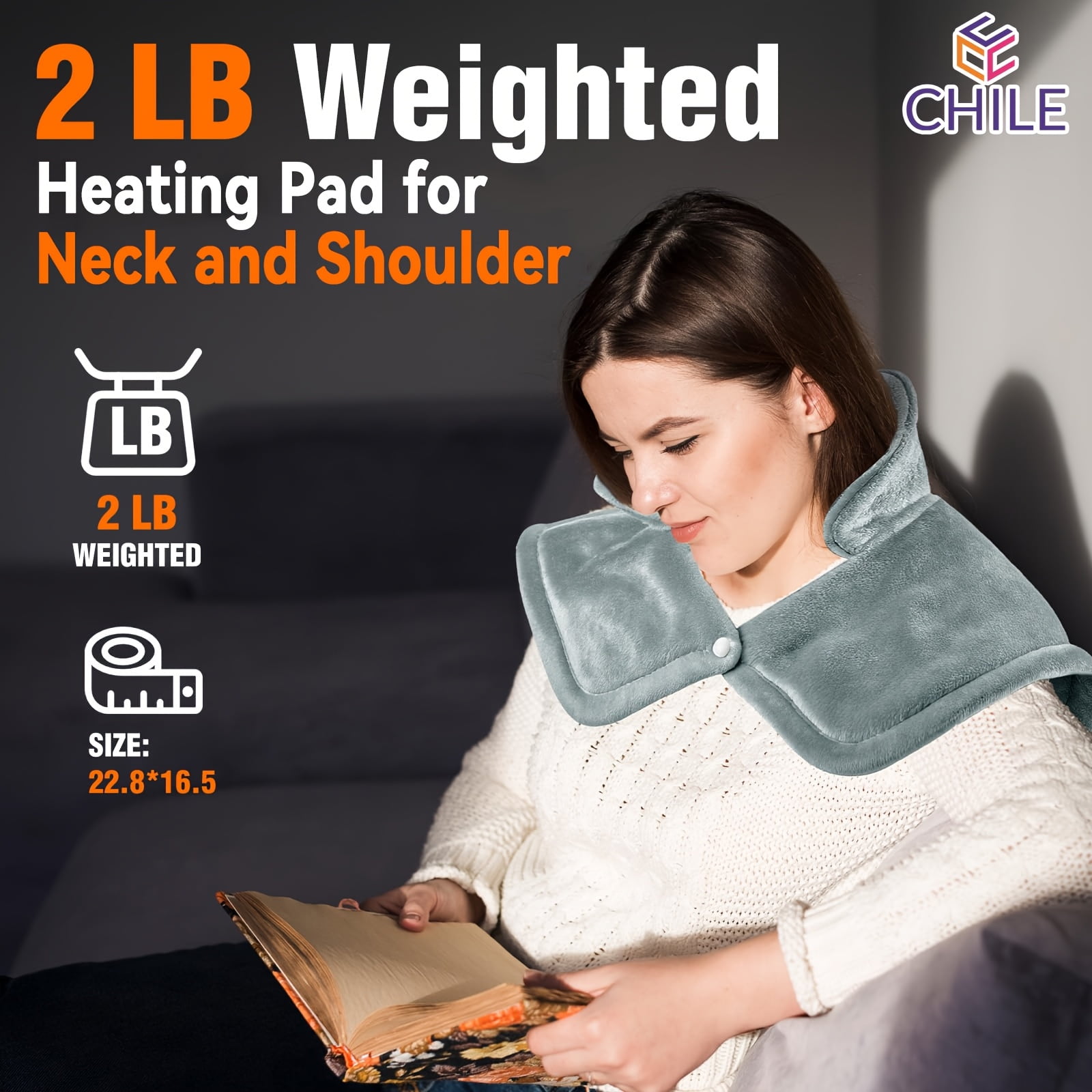 Heating Pad for Neck and Shoulders and Back, Weighted Electric Heat Pad for Pain Relief, Large Heated Wrap for Women Men Mom Dad, 6 Heat Settings&4 Timer