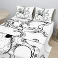 thumbnail image 2 of Ambesonne Octopus Fitted & Top Sheet Set with Shams, Hipster Animal Sketch, White Black, 2 of 8