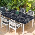 thumbnail image 2 of Vintage Flowers Table Cloths for 6 Foot Rectangle Tables, Dark Blue Dandelion Plants Pastoral Botanical Patio Waterproof Elastic Fitted Tablecloths, Washable Rectangular Table Cover for Camping, 2 of 8