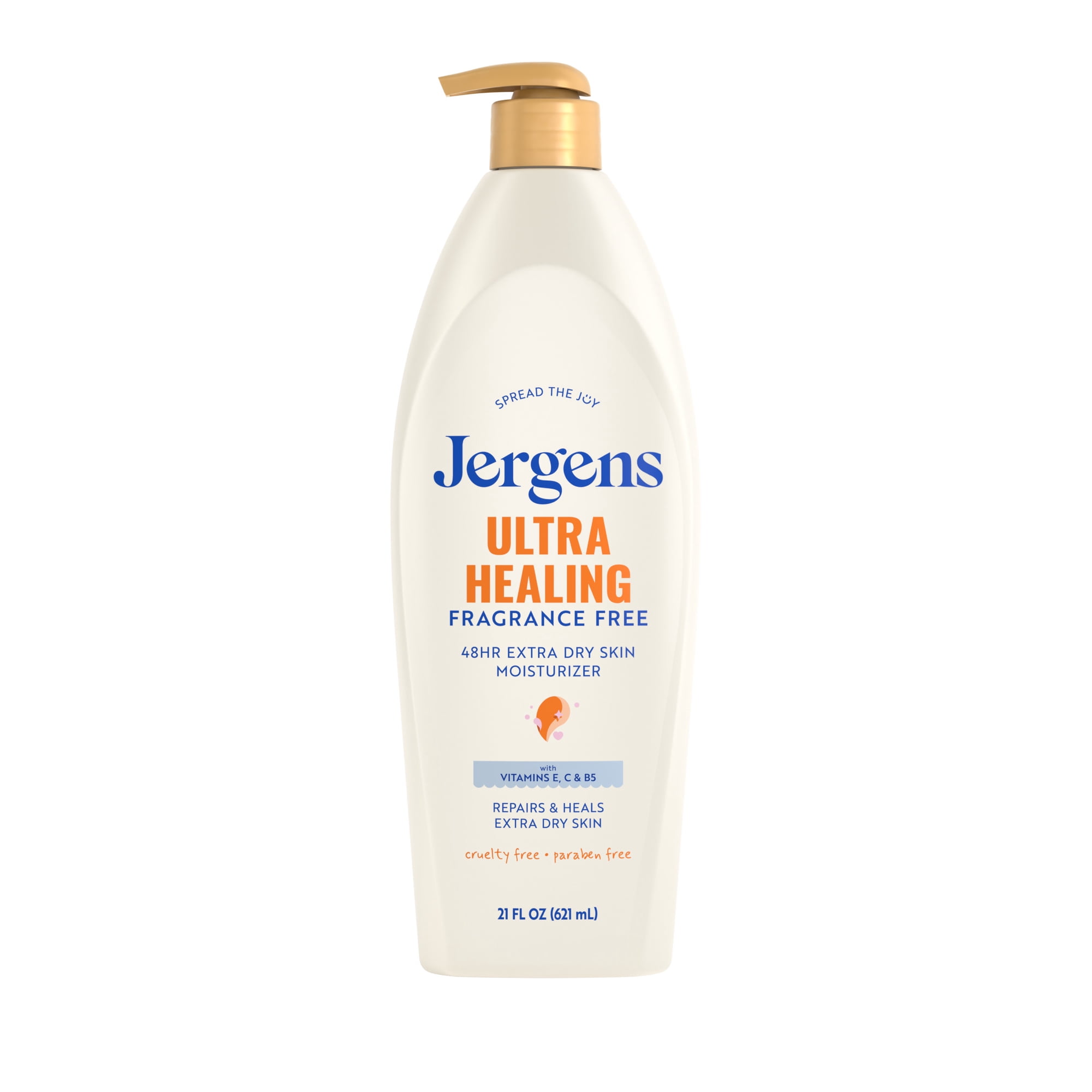 Jergens Ultra Healing Hand And Body Lotion Dry Skin Moisturizer, Fragrance Free, 21 fl oz