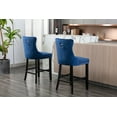 thumbnail image 2 of Tzicr Velvet Counter Height Bar Stools Set of 6, 27" Counter Height Bar Chairs with Button Decor, Nailhead Trim, Solid Wooden Legs, Upholstered Bar Stools for Kitchen, Cafe, Pub (BLUE), 2 of 6