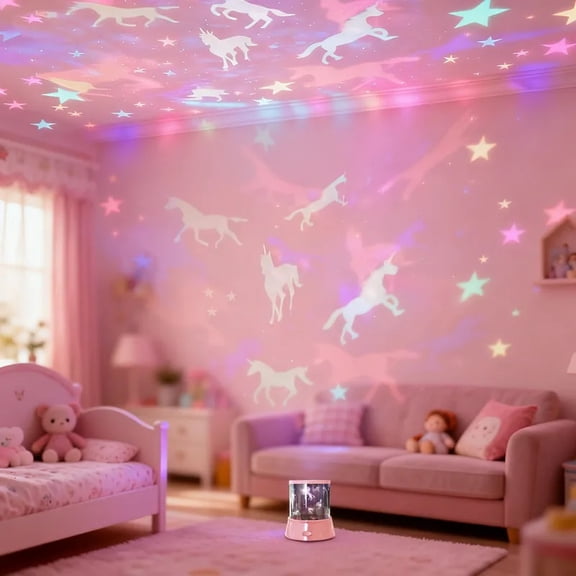 LED Unicorn Star Projector Night Light, 360 ° Rotating Galaxy Starry Sky Moon Lamp, Colorful Ambient Projection for Kids Bedroom,