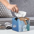 thumbnail image 6 of Sikiie Two Brave Cats Are Floating On The Sea Iceberg Leather Tissue Box Cover Square, tissue box holder, Tissue Box with Bottom Belt-5.2”x5.2”x5.2”, 6 of 7