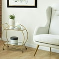 thumbnail image 7 of Urban Designs Luca Round Rolling Metal Bar Cart with Glass Shelves, Gold, 7 of 7