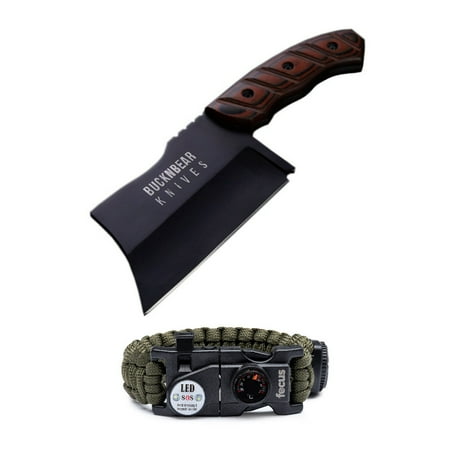 BNB Knives Tactical Chopper Knife and Survival Multi-Tool Paracord Bracelet