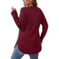 thumbnail image 5 of ZRGHAOYLQ Womens Solid Knitting Split Hem Sweater Casual Crewneck Pullovers Loose Fit Long Sleeve Sweaters Cozy Soft Basic Sweater Tops, 5 of 6