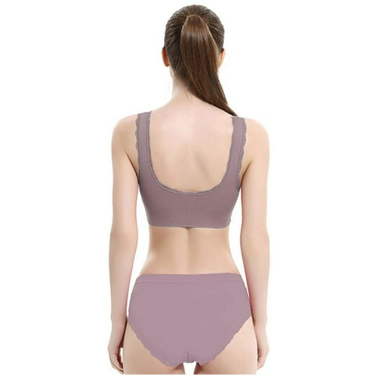 Topwoner Cross Side Buckle Sports Underwear Set Women's Shock-proof And Anti -sagging Gather-back Shaped Vest-style Bra Without Steel Ring 