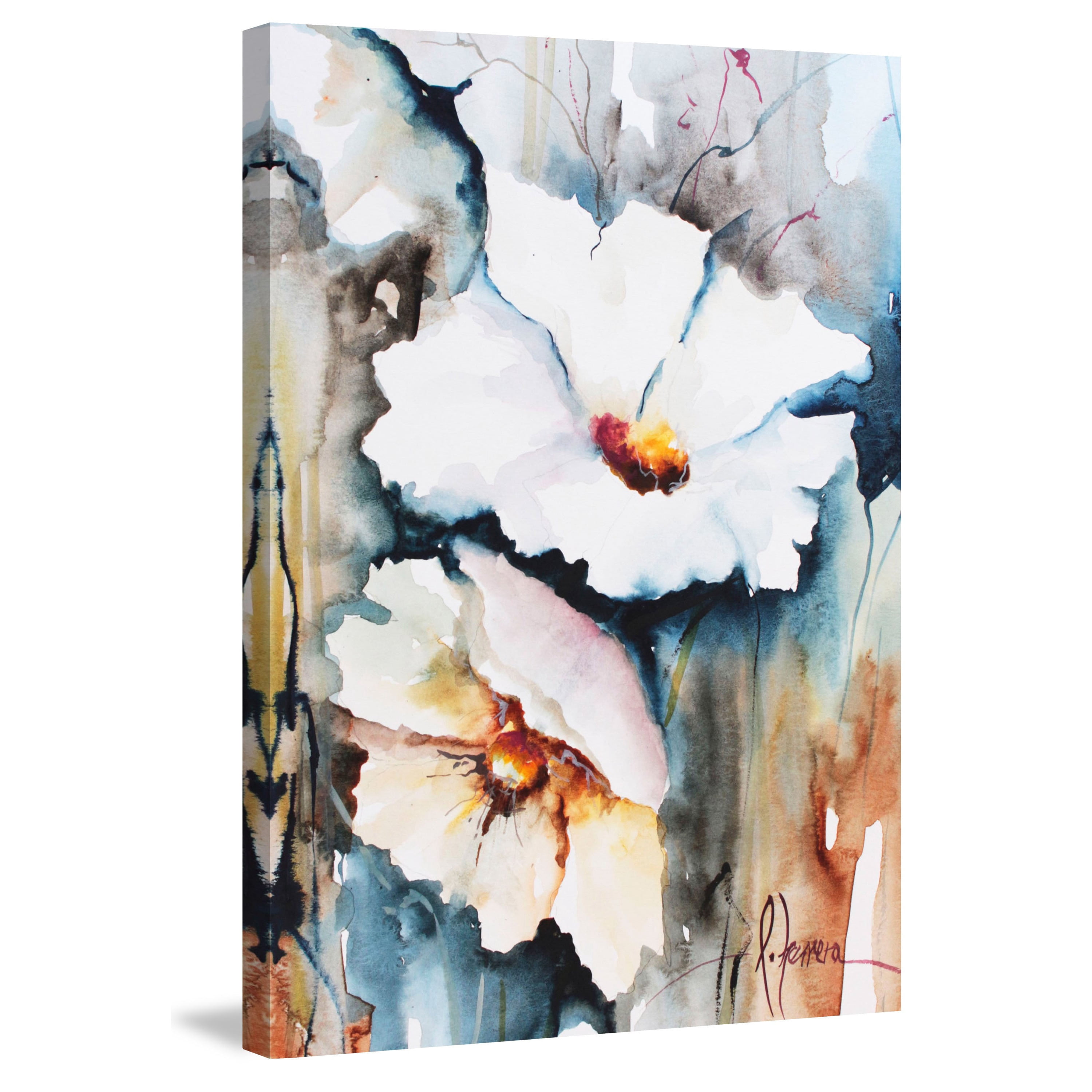 Marmont Hill "White Floral Spread II" Painting Print on Wrapped Canvas