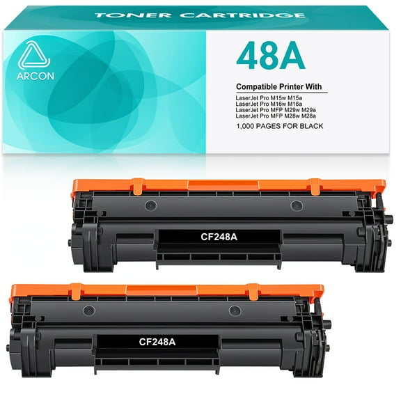 Arcon 48A Toner Cartridge Compatible for HP 48A Toner Cartridge CF248A 248A HP Laserjet Pro M15w MFP M29w M28w M16w M31w M30w M15a M16a M28a M29a M15 M29 M28 Printer Ink (Black, 2-Pack)