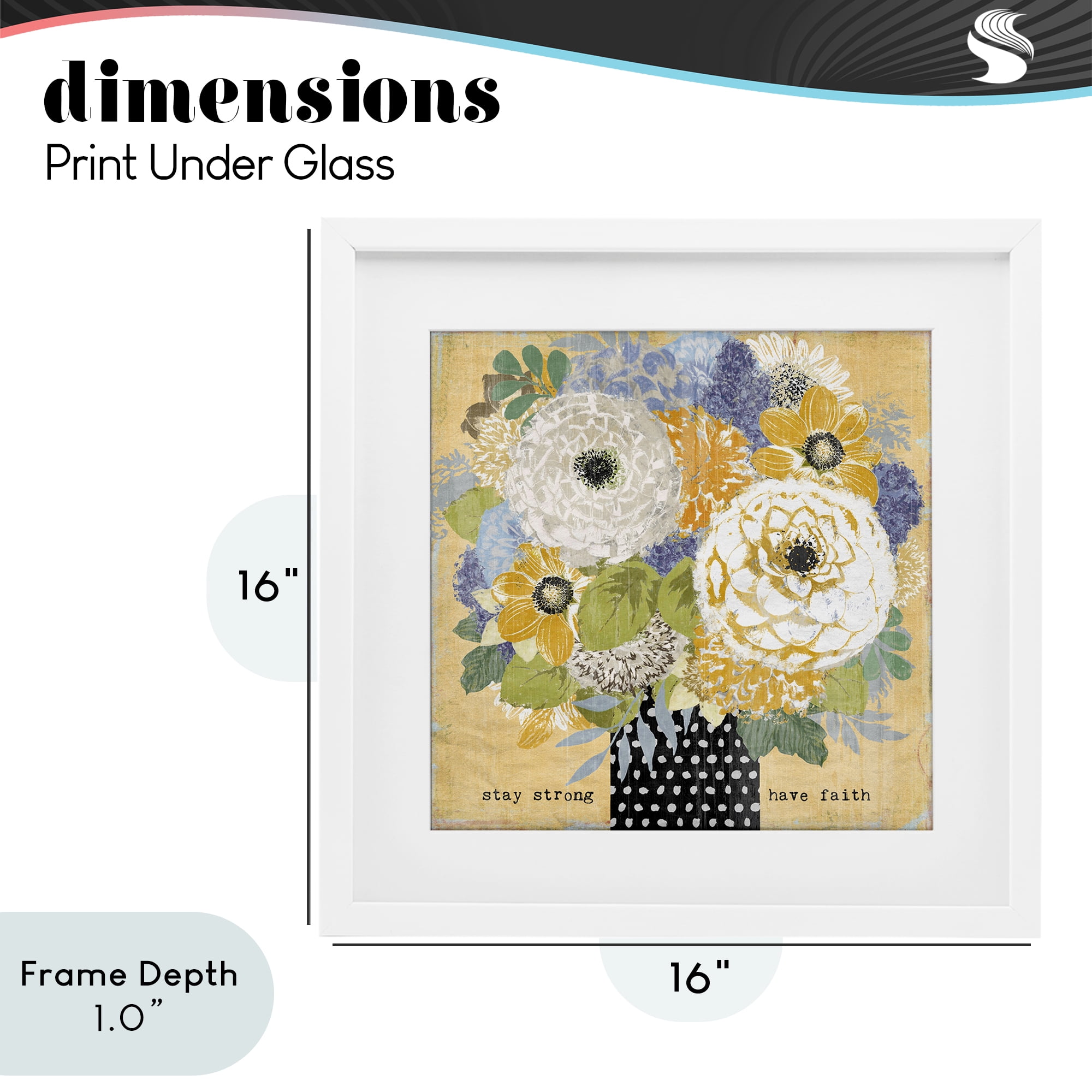 Stupell Industries Stay Strong Have Faith White Framed Print Under Glass, design by Suzanne Nicoll