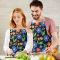thumbnail image 3 of Pioneer Flower Floral Print Pattern Apron for Women and Men, Cotton Linen Waterproof with Pockets, Adjustable, 33x27 Inch for Kitchen, Gardening, BBQ, Salon, 3 of 6