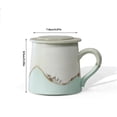 thumbnail image 2 of Elegante taza de café verde con tapa (juego de 1 unidad), exquisita taza de cerámica con estilo de tinta, capacidad de 345 ml for uso en la oficina., 2 of 7