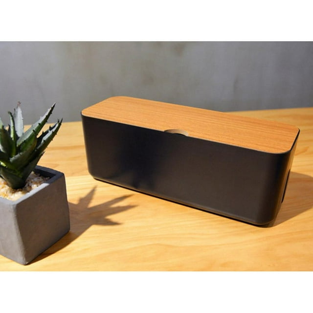 Caja Organizadora de Cables, Caja de Almacenamiento de Cables de Alambre, Caja de Cables de Regleta de Alimentación Ocultar Cables de Extensión Y , Negro BLESIY Estuche de almacenamiento para manejo de cables