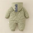 thumbnail image 6 of Fesfesfes Baby Boys Girls Winter Warm Thick Hooded Romper Jumpsuit Zipper Long Sleeve 1 Piece Padded Toddler Snowsuit Outfit 0 to 24 Months(Green,6-9 Months), 6 of 9