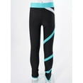 thumbnail image 4 of YONGHS Kids Girls Colorblock Close-fitting Stretchy Ice Skating Tights Leggings Training Competition Pants Green 10, 4 of 6