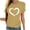 #01 Beige, variant on Ichuanyi Womens Tops, Women Short Sleeves O-neck Heart-shaped Print Casual Tops Blouse T-shirt
