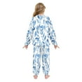 thumbnail image 3 of Fluffy Pajamas Set Fuzzy Winter Warm Pj Sets Pullover Tops and Long Pants Blue Watercolor Floral Leaves Small, 3 of 8