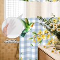 thumbnail image 3 of No Hook Shower Curtain, Forsythia Flowers Shower Curtains for Bathroom with See Through Top Window, Spring Yellow Floral Hummingbird Blue Plaid Waterproof & Washable Bath Curtain Extra Long 72"x96", 3 of 9