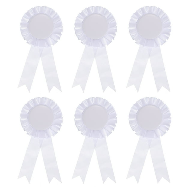 Unique Bargains Blank Award Ribbon, Rosette Ribbon Honorable Prize Recognition Ribbon, White, 6Pack
