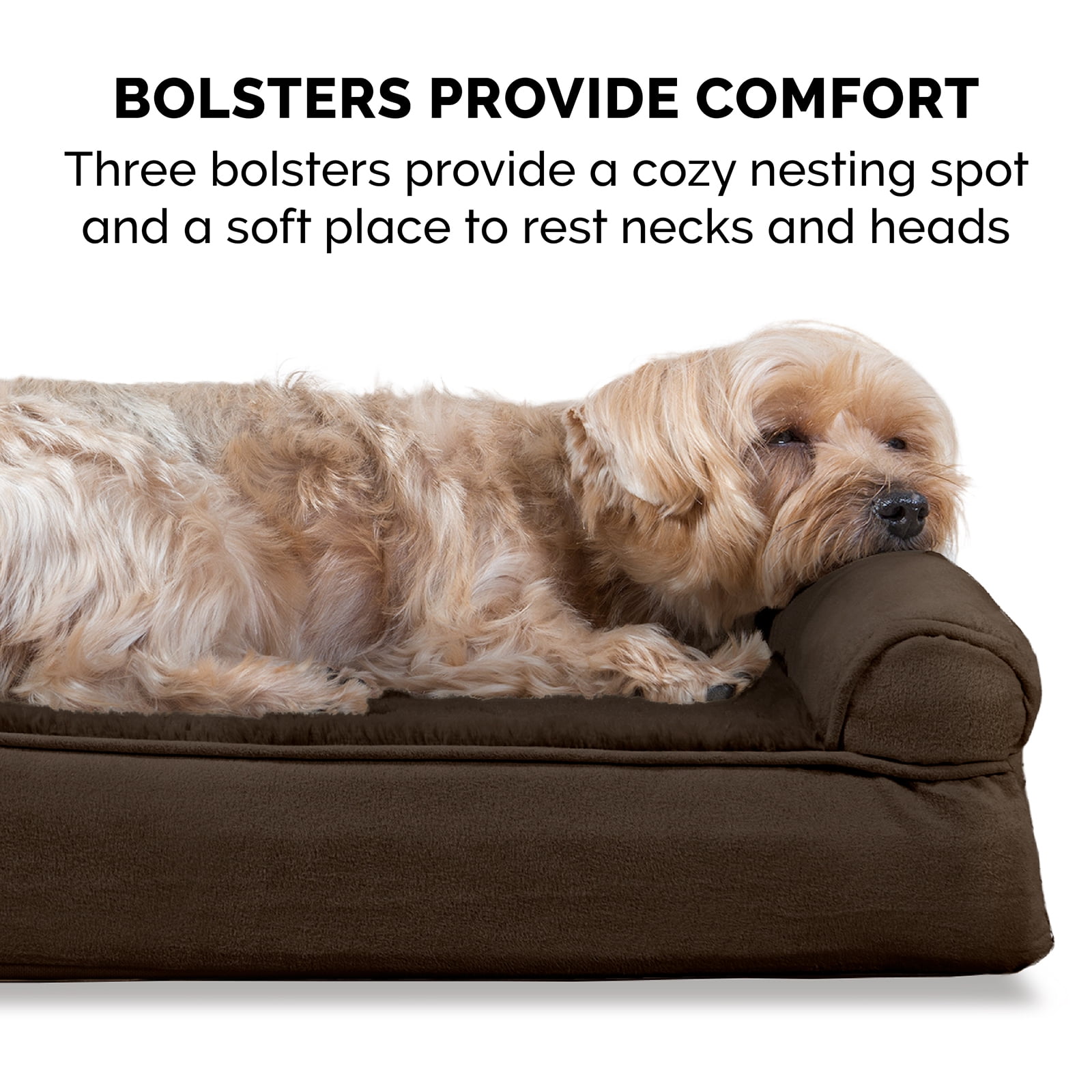 FurHaven Plush & Suede Orthopedic Sofa Pet Bed for Dogs & Cats - Espresso, Medium