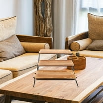 Milisten 1 Set of Rustic Wooden Tray with Rack Solid Wood Serving Tray Rectangle Platter Tea Tray Coffee Table Tray