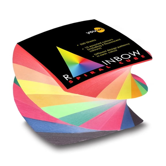 Rainbow Spiral Cube, For Students & Office Use Notepad, Unique Design (500 Sheets) Pack Of 1