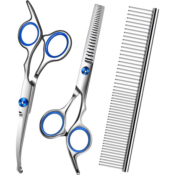 VOVA Pet Hair Clippers Scissors Set,Dog Grooming Scissors Kits with Safety Round Tips, Heavy Duty Stainless Steel Pet Shears