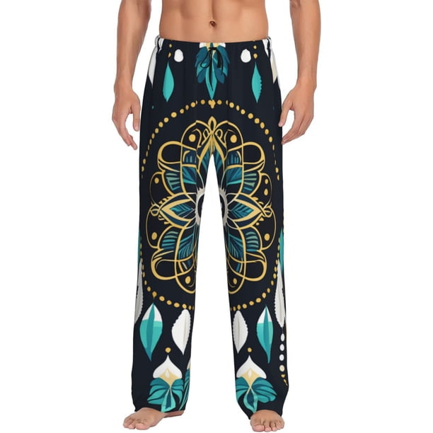 Fotbe Boho Dreamcatcher Pantalones de Pijama para Hombre, Pantalones de Dormir, Pantalones de Casa con Cintura Ajustable y Bolsillos-Large